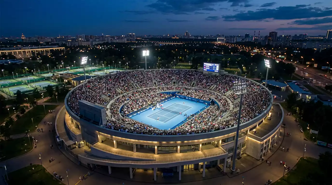 Tennisturnier-Stadion mit Zuschauern als Symbol für das Marktwachstum bei Tenniswetten